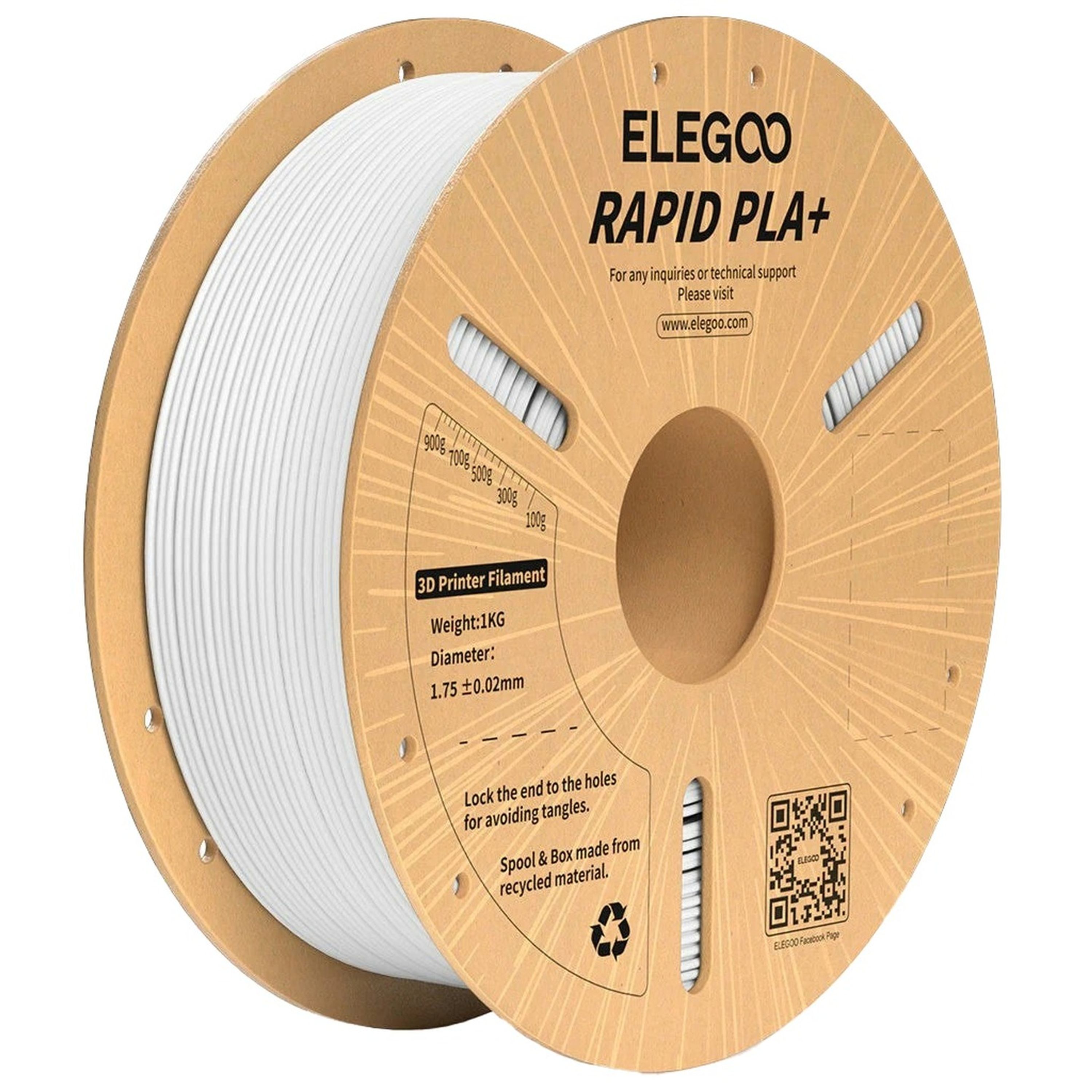Elegoo Rapid PLA filament White 1.75mm 1kg