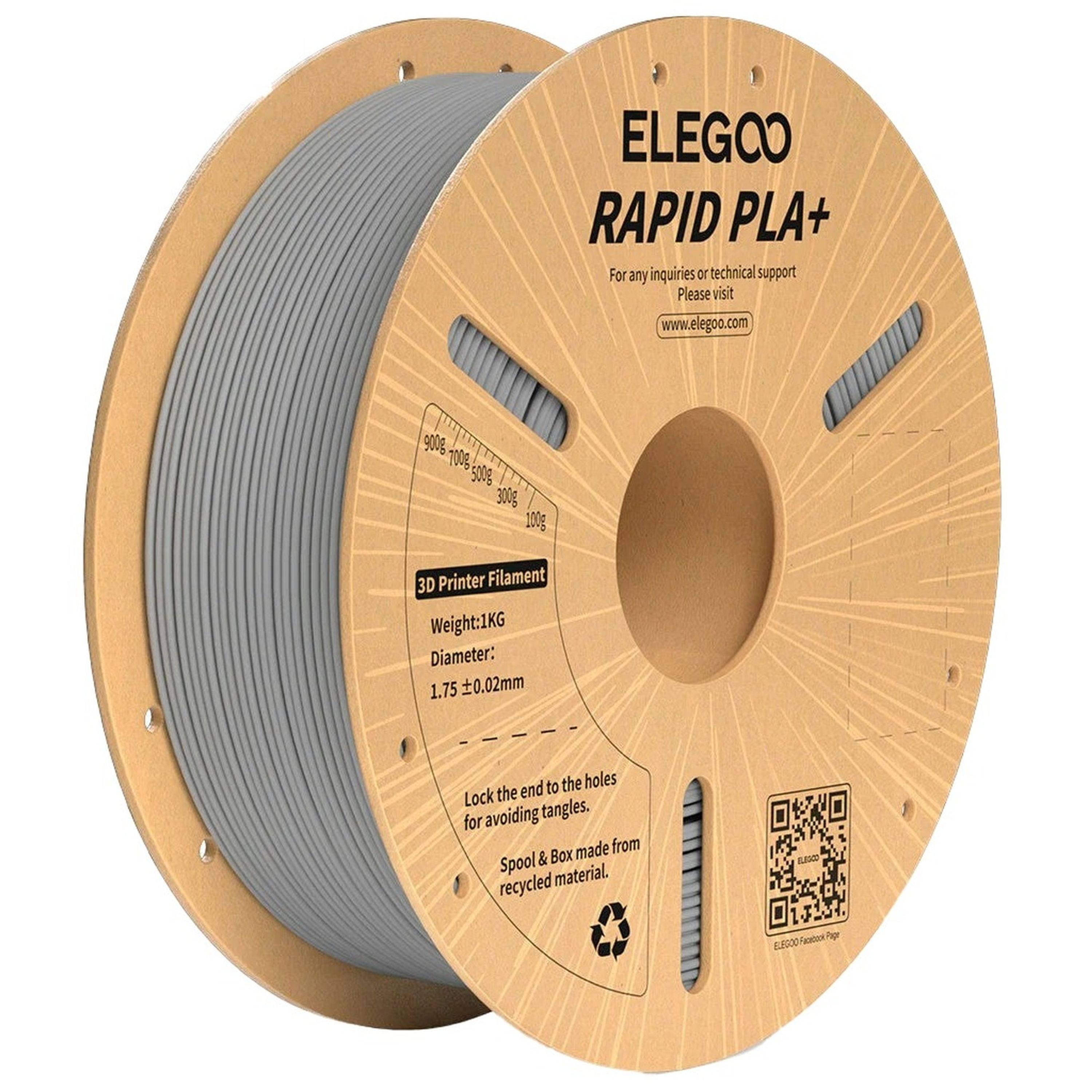 Elegoo Rapid PLA filament Grey 1.75mm 1kg