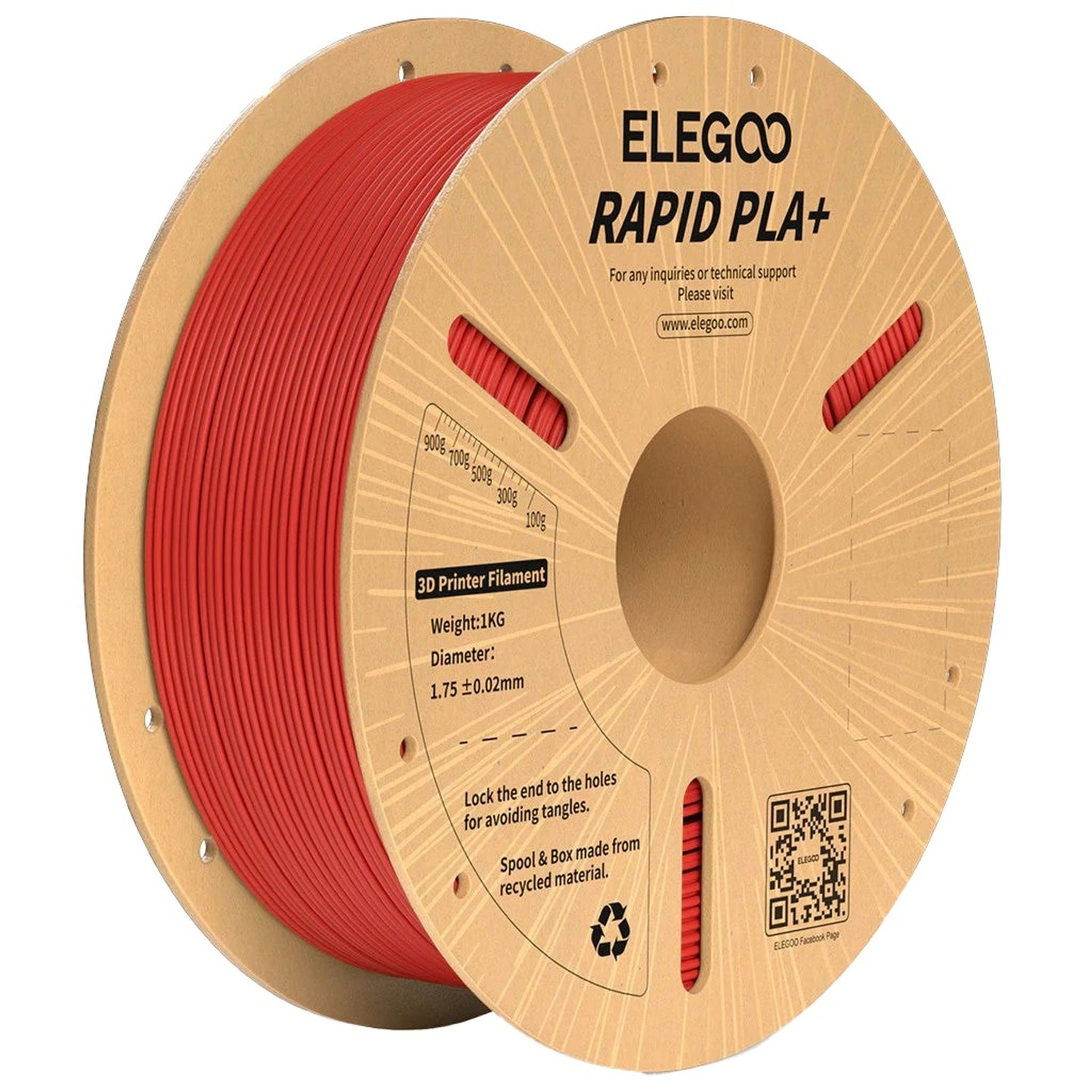 Elegoo Rapid PLA filament Red 1.75mm 1kg