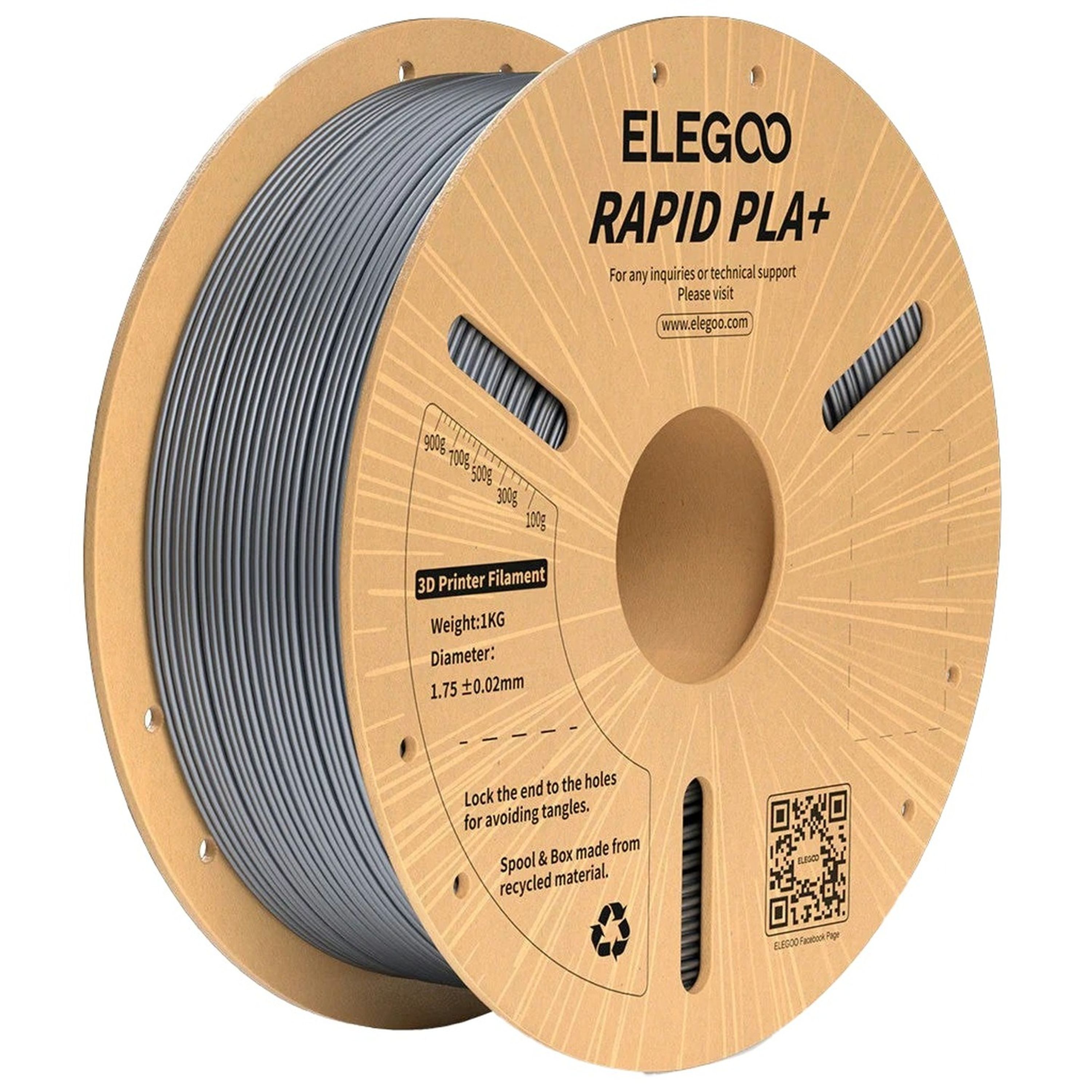 Elegoo Rapid PLA filament Silver 1.75mm 1kg