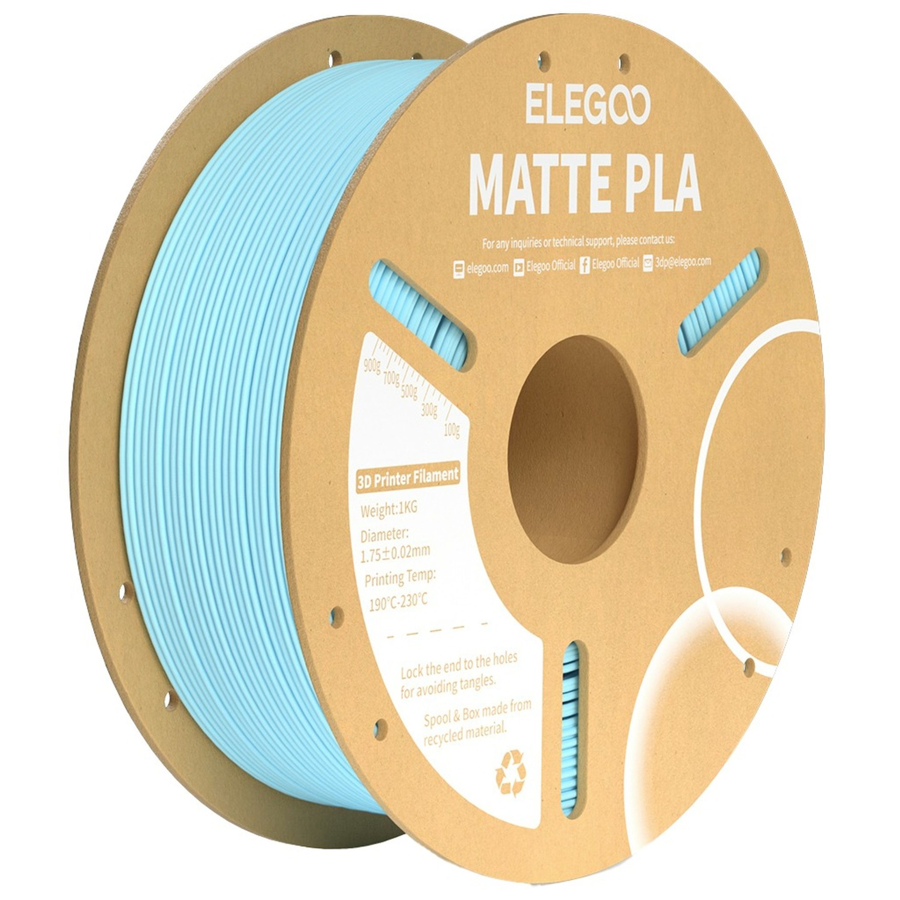 Elegoo PLA Matte filament Ice Blue 1.75mm 1kg