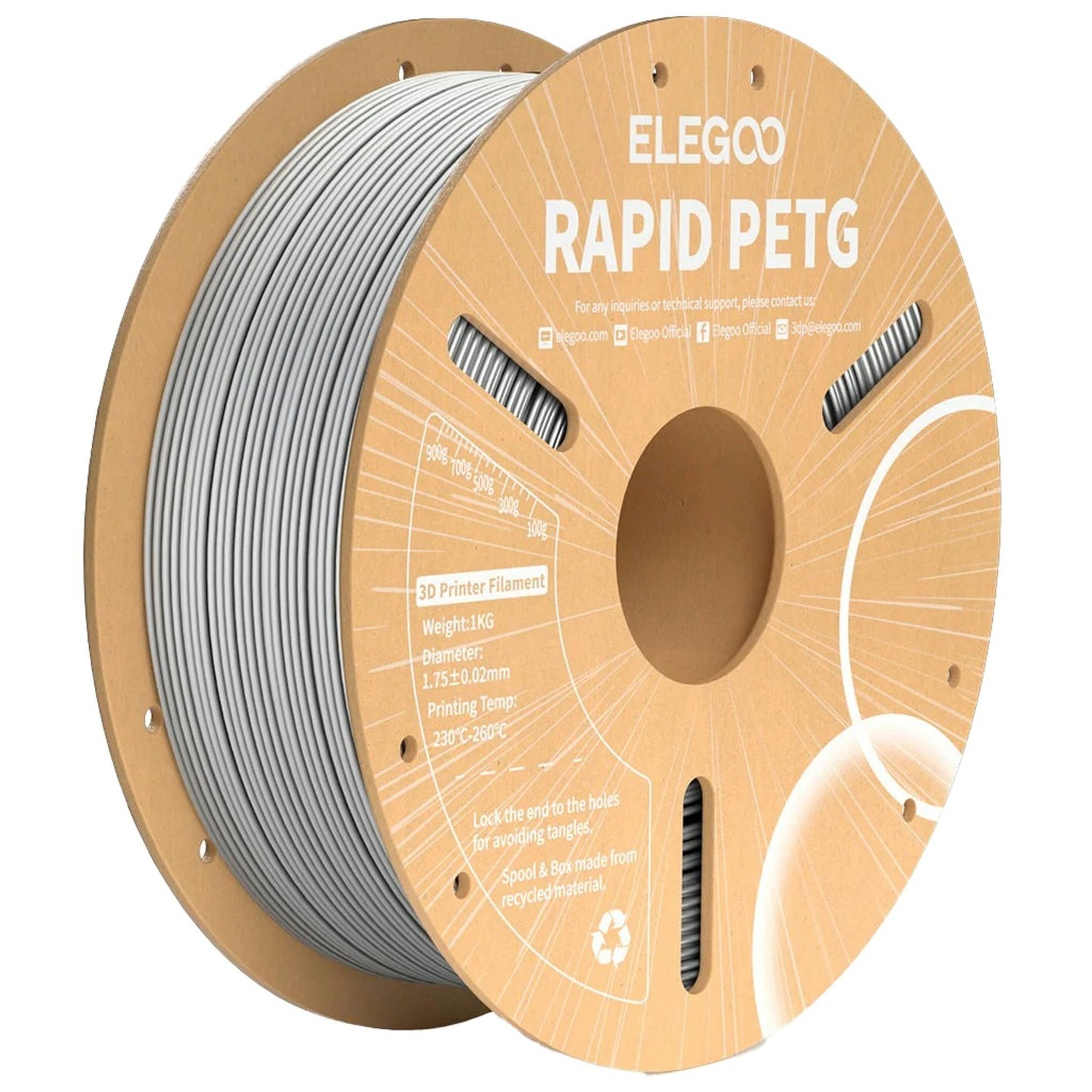 Elegoo Rapid PETG filament Silver 1.75mm 1kg