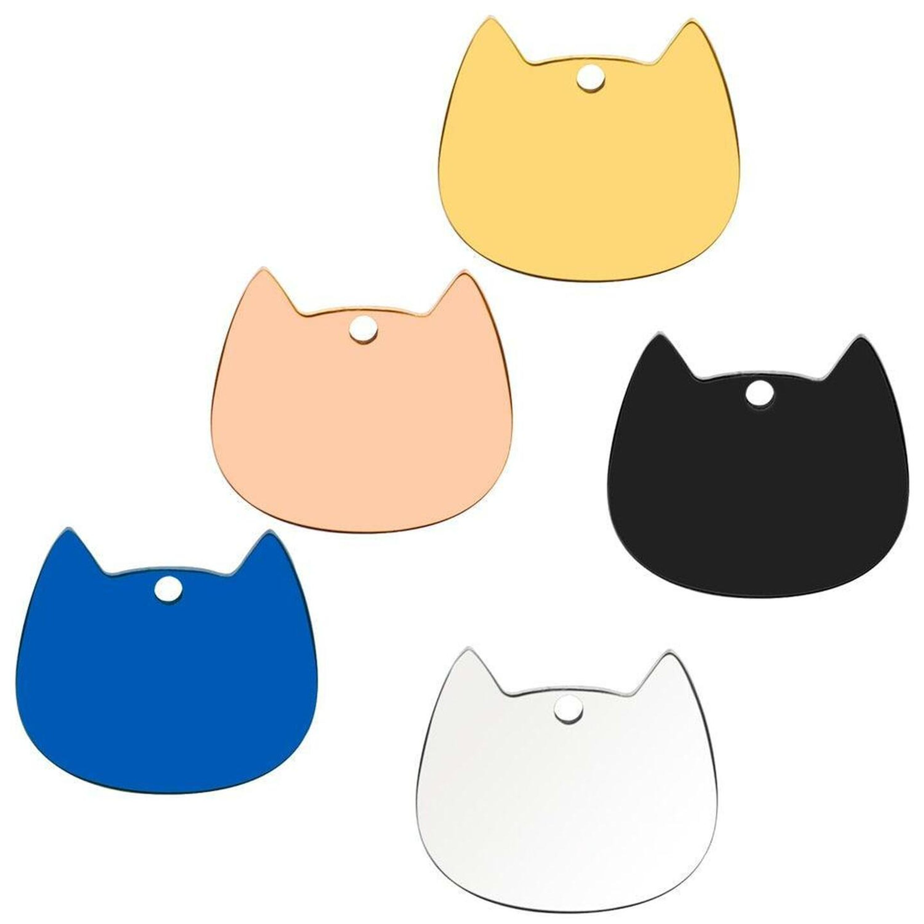 Cat Tag Stainless Steel Cat Style 5pc 5 colours pack