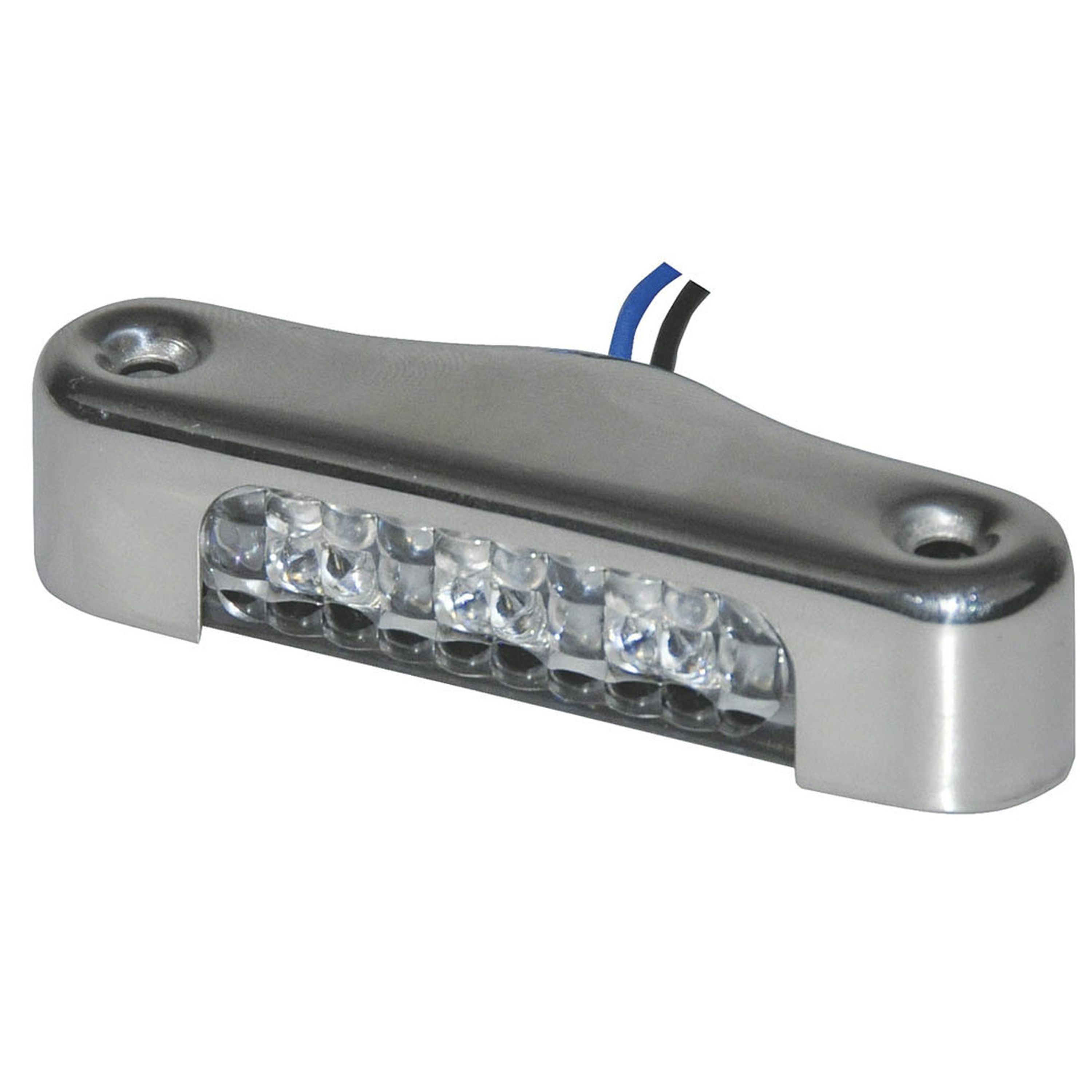 LED Courtesy Lights - 3 x Blue LED Stainless Steel 77W x 20Hmm