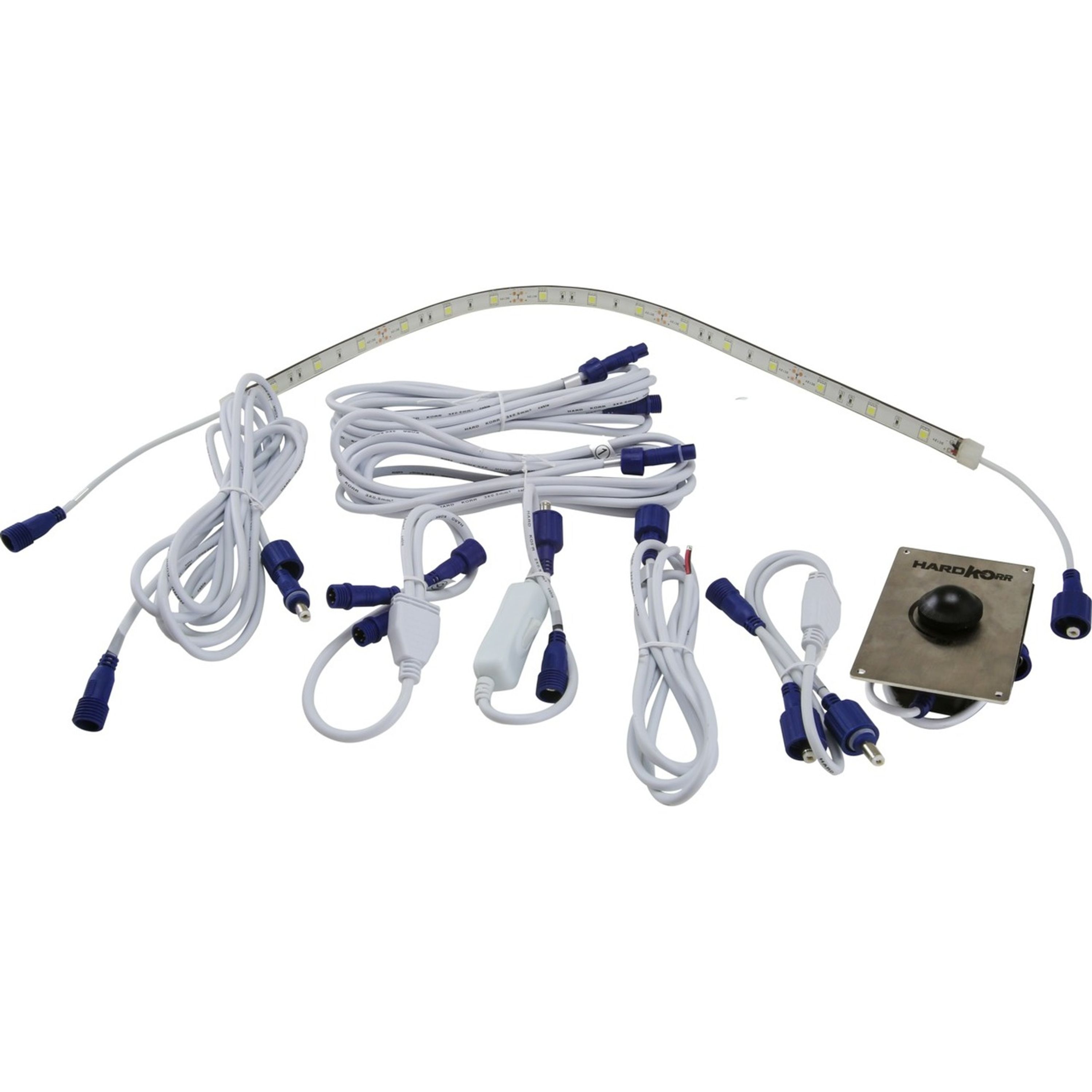 Hard Korr Boat Light Kit with 40 x 10cm Blue and White Flex Strips and Controller