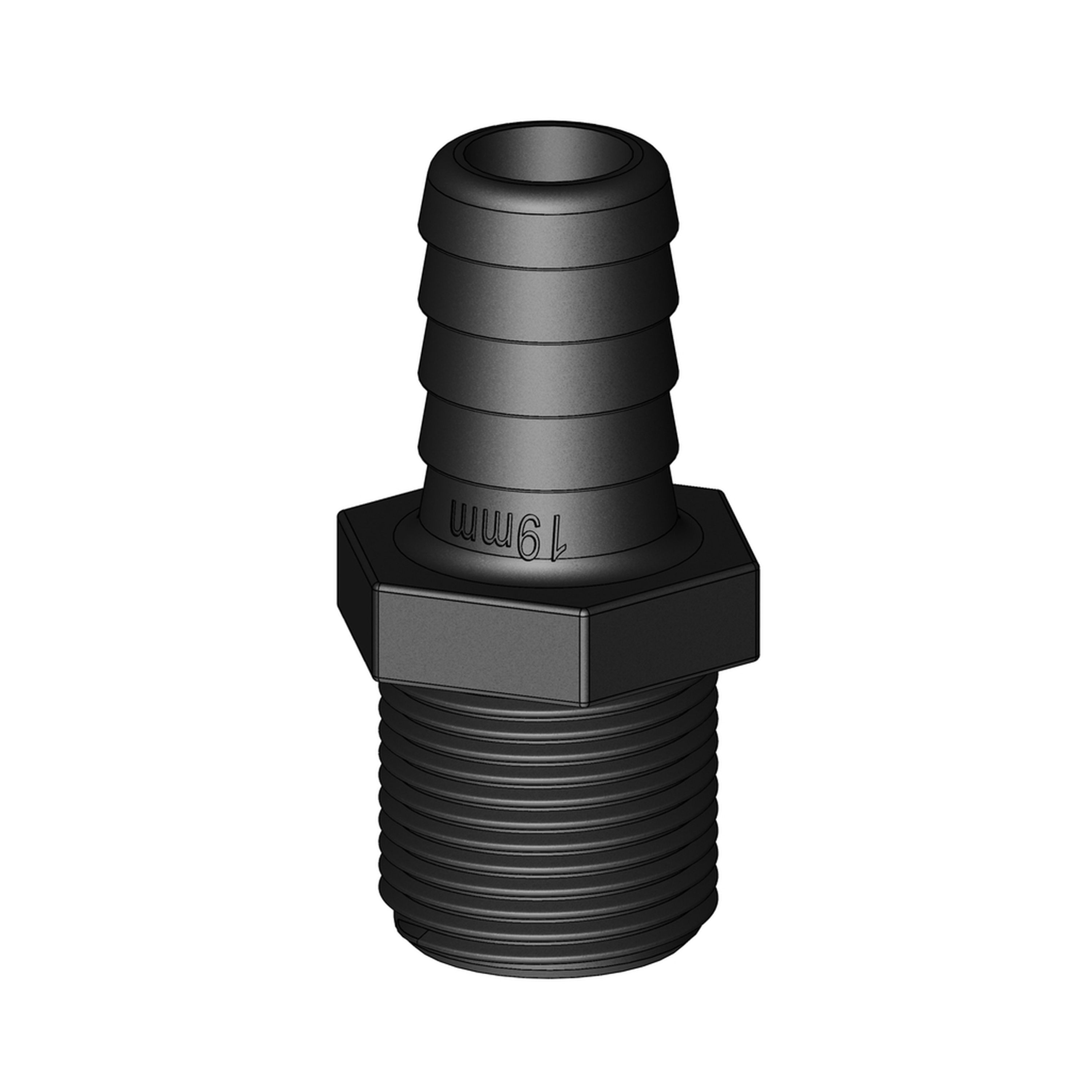 Hose Tail to BSP Male Straight - 19mm 3/4 Hose to 3/4in BSP Thread