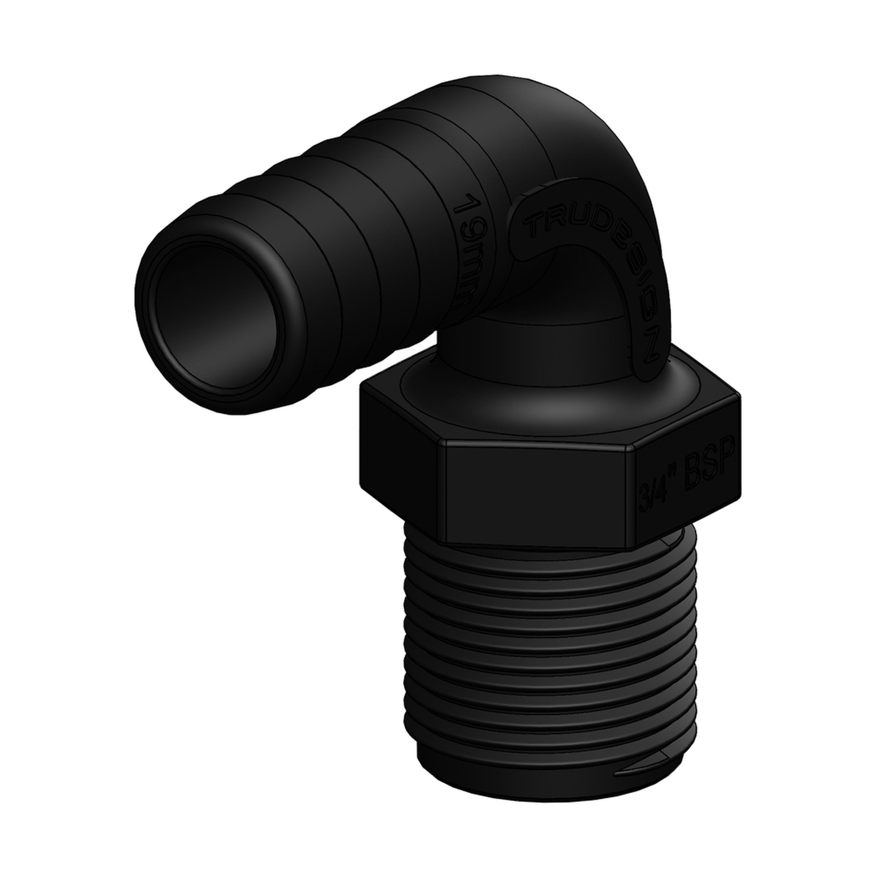 Hose Tail to BSP Male Elbow - 19mm 3/4 Hose to 3/4in BSP Thread