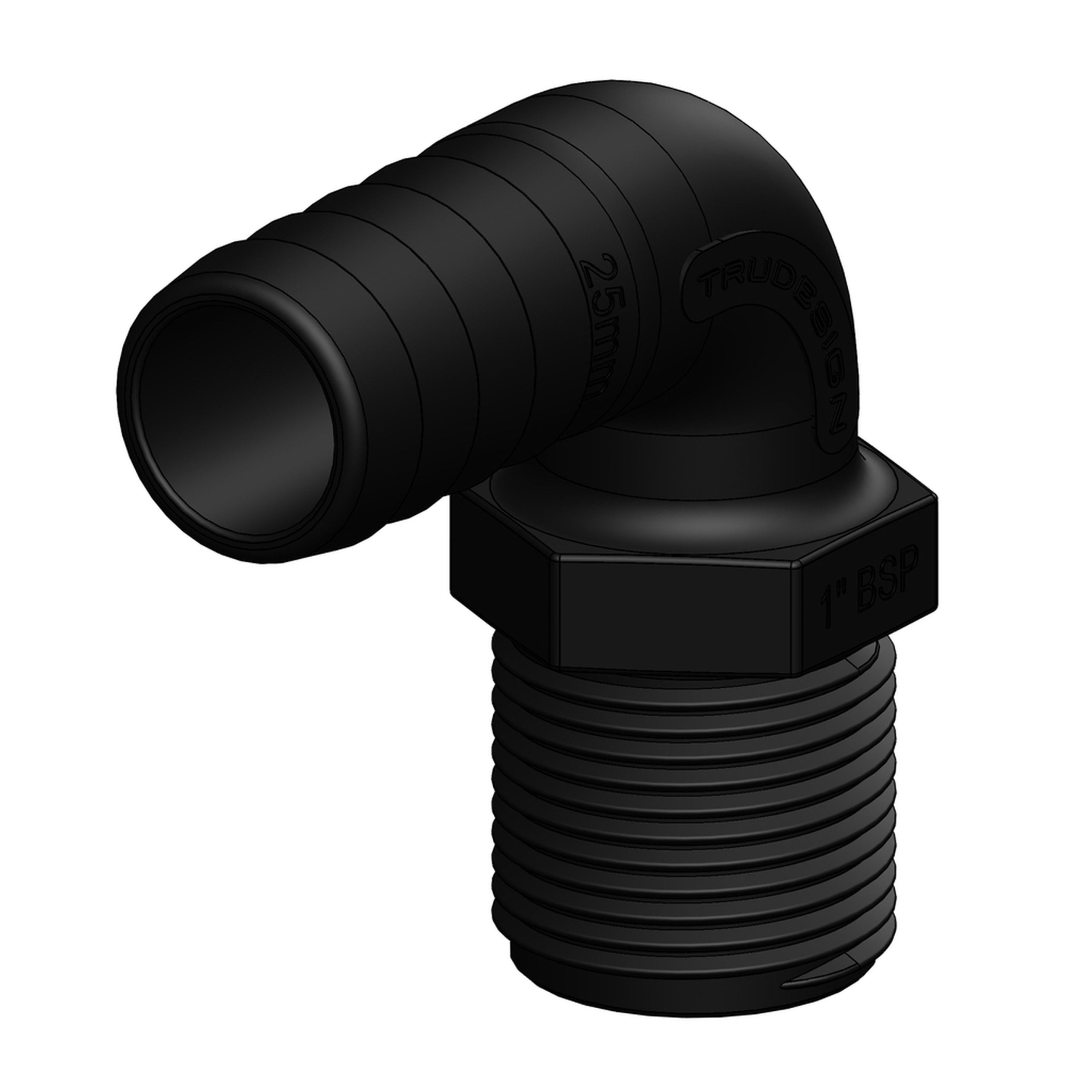 Hose Tail to BSP Male Elbow - 25mm 1 Hose to 1in BSP Thread