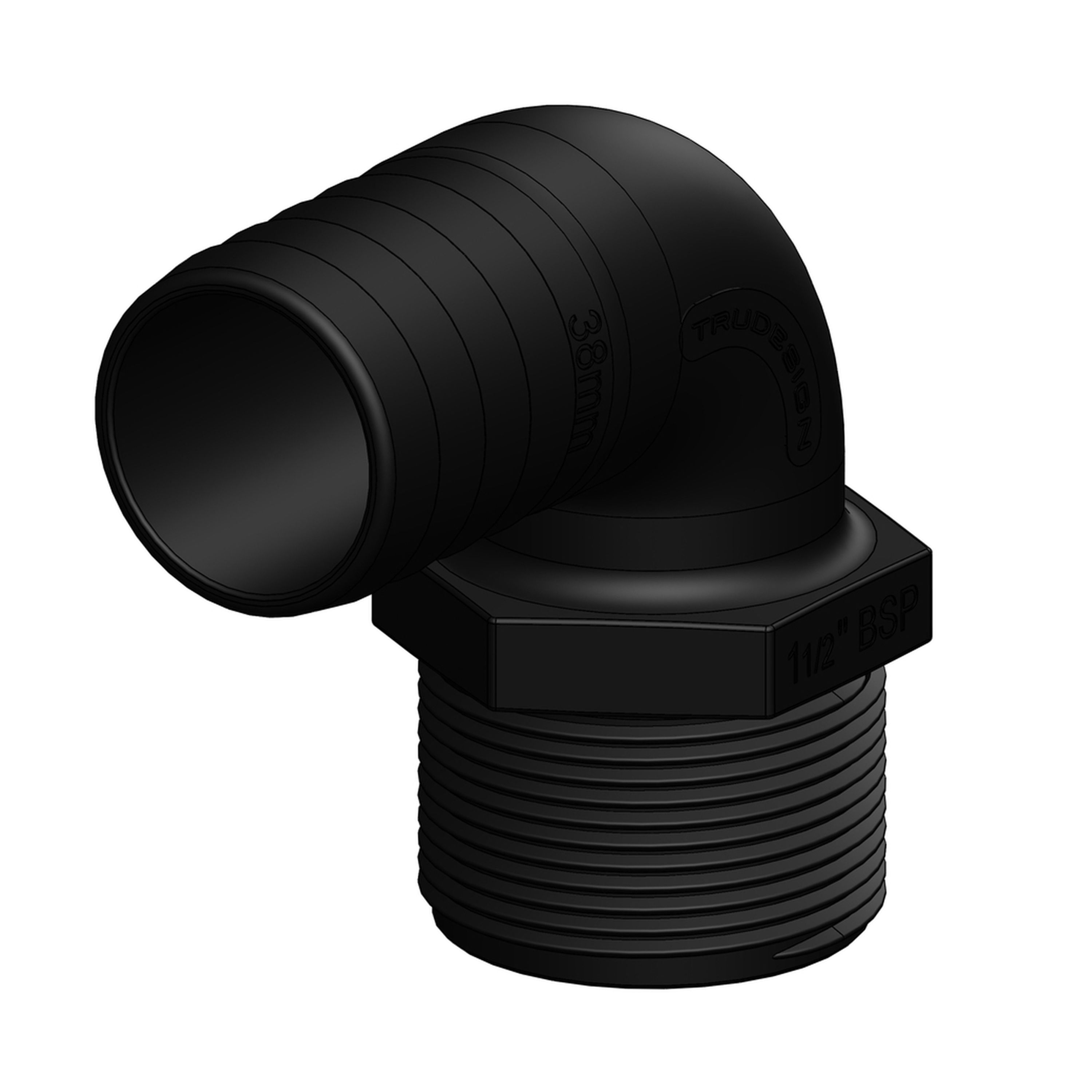 Hose Tail to BSP Male Elbow - 38mm 1-1/2 hose to 1-1/2in BSP Thread