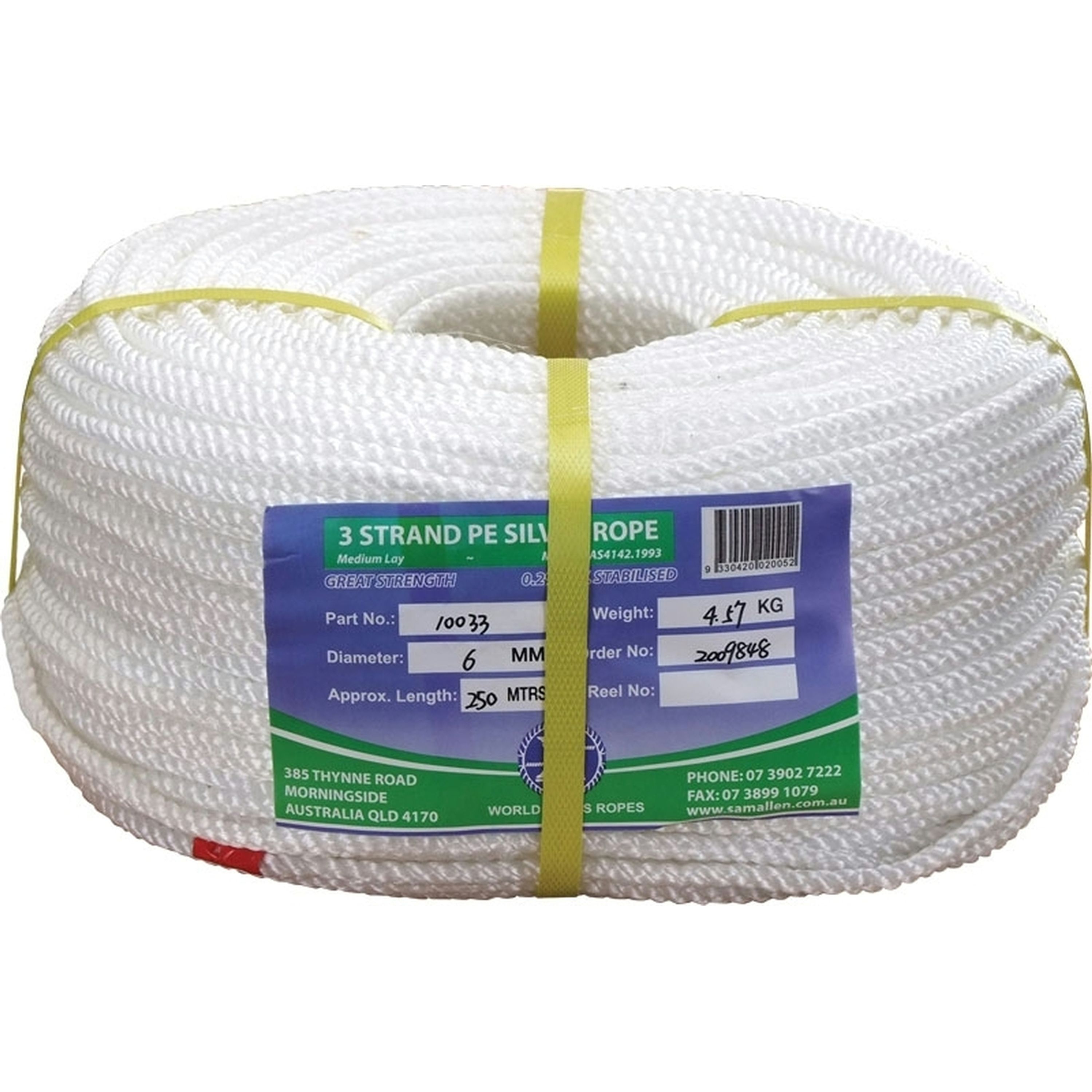 Standard Quality Polyethylene Staple Silver Ropes - 24mm Three Strand