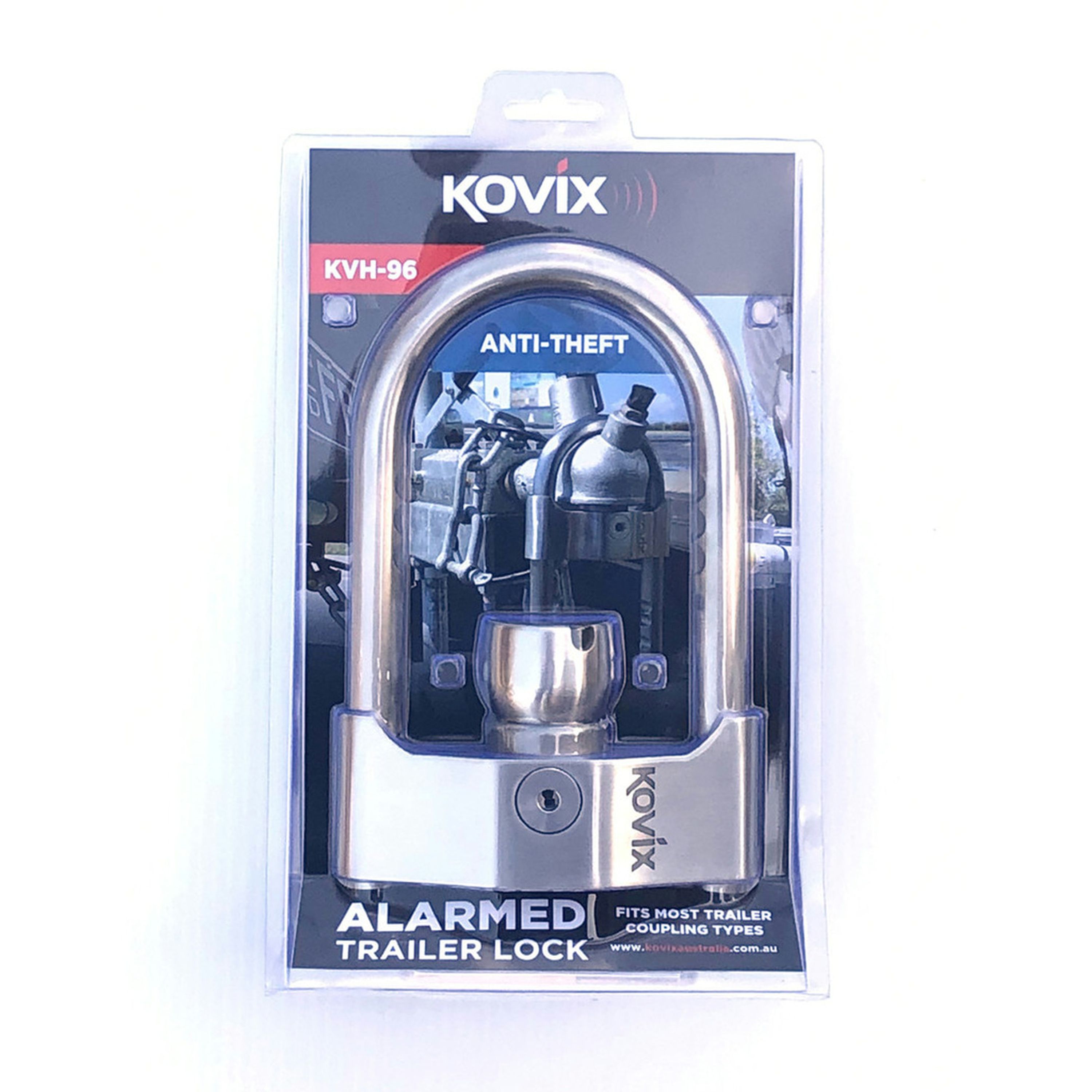 Kovix 96mm Stainless Steel U-Bar Coupling Lock With Alarm IP67 rated