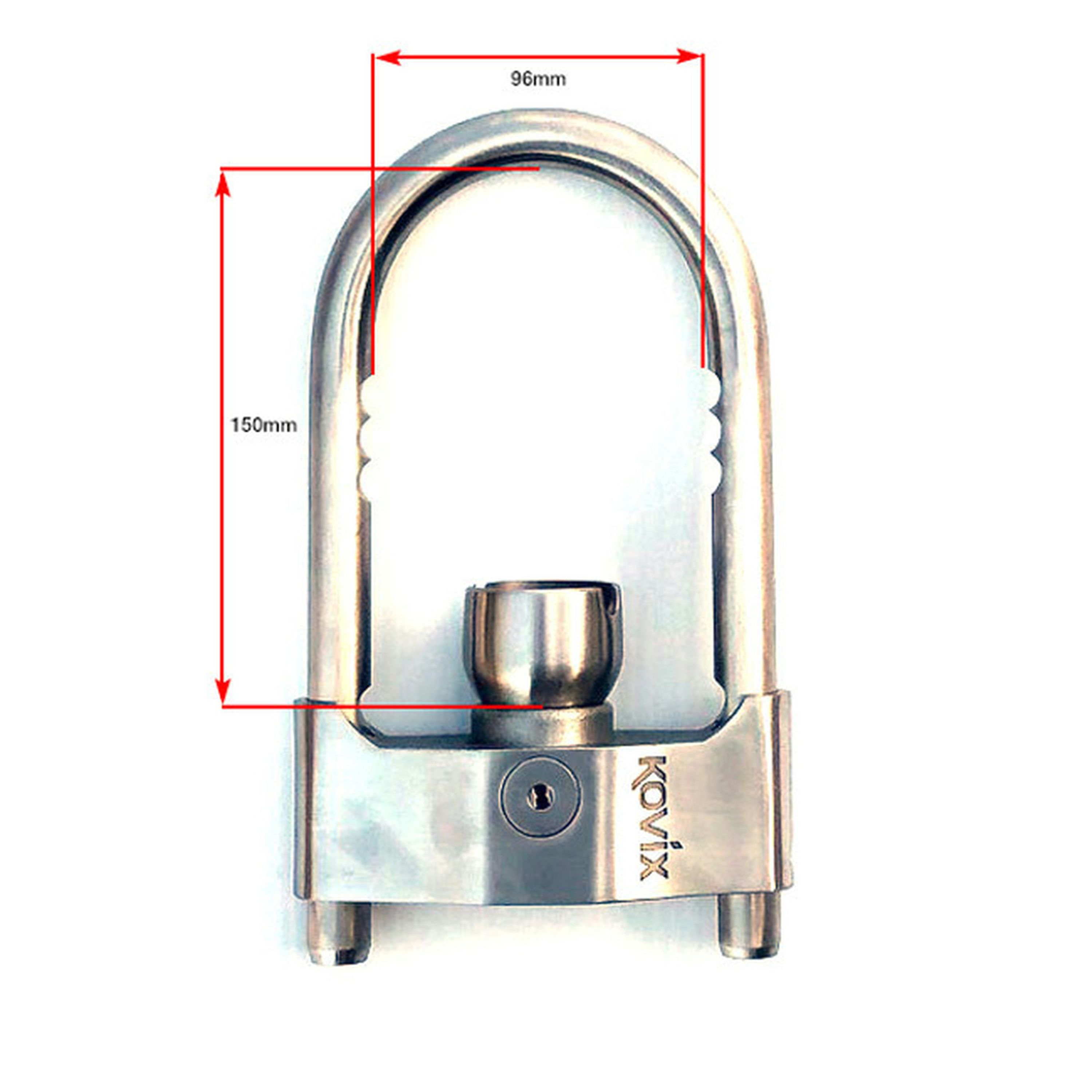 Kovix 96mm Stainless Steel U-Bar Coupling Lock With Alarm IP67 rated