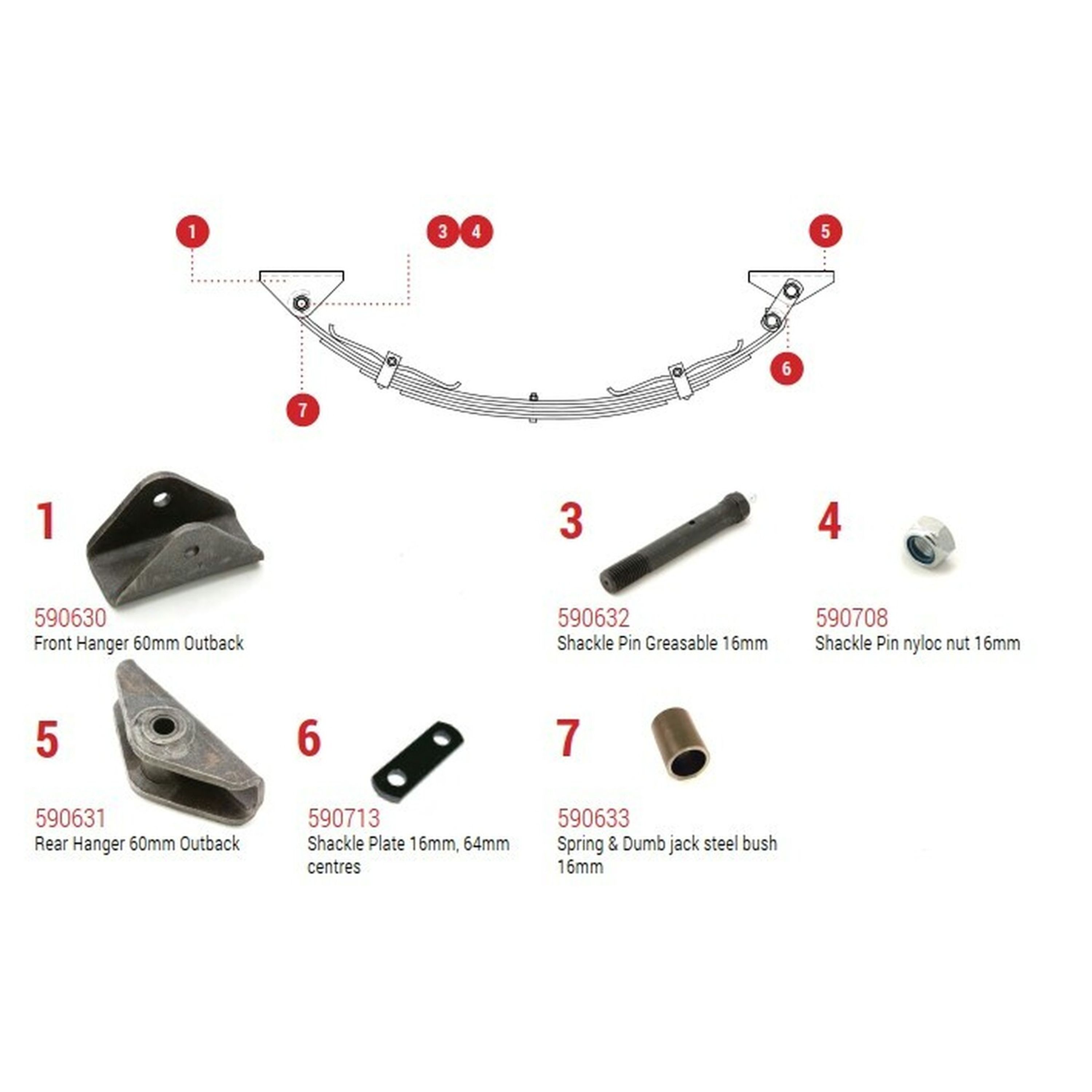 Heavy Duty Eye-Eye Spring Kit 60mm 775kg Single