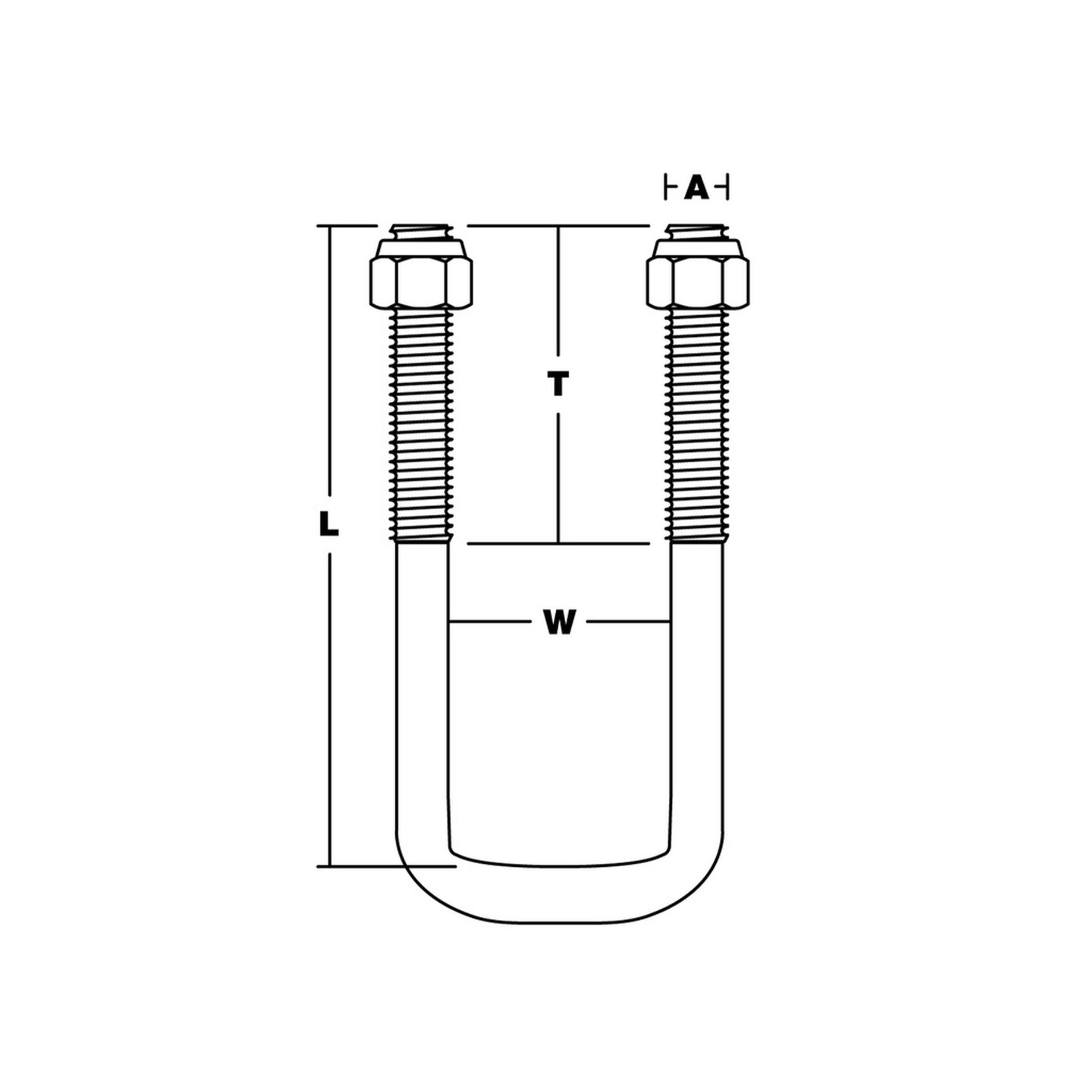 Galvanised Square U-Bolt 75x75mm