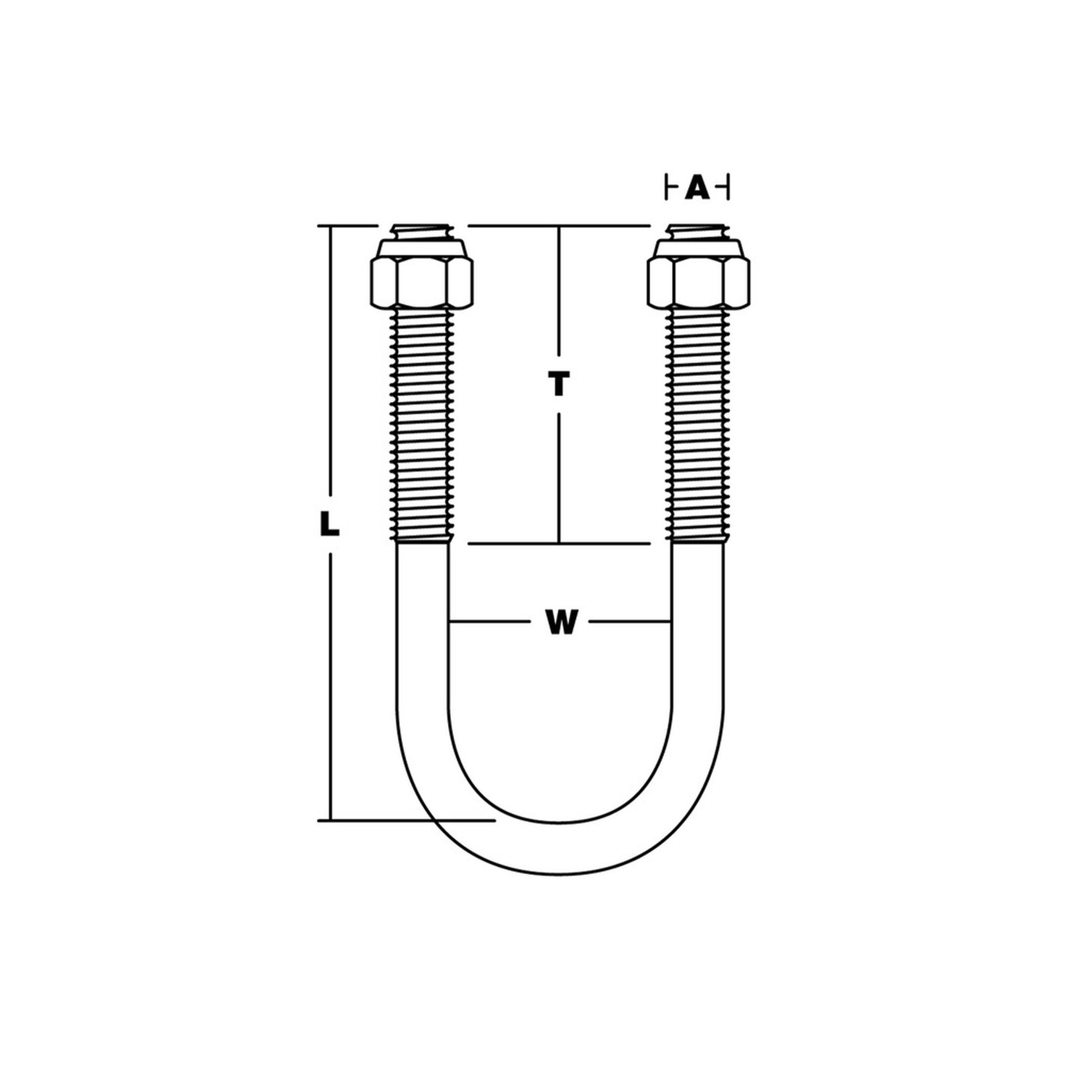 Galvanised Round U-Bolt 125x50mm