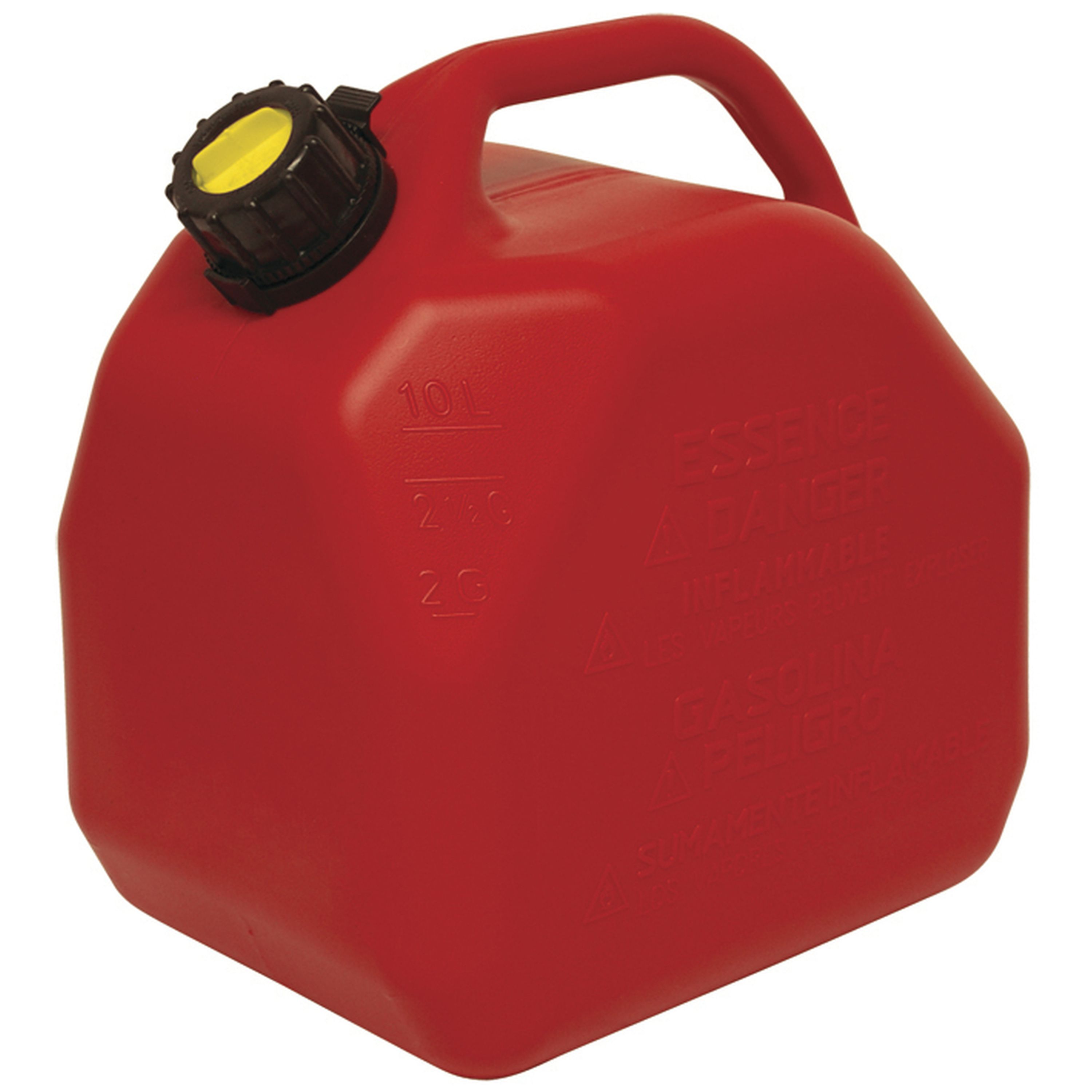 10L Plastic Jerry Can - Red - Petrol - Self Venting