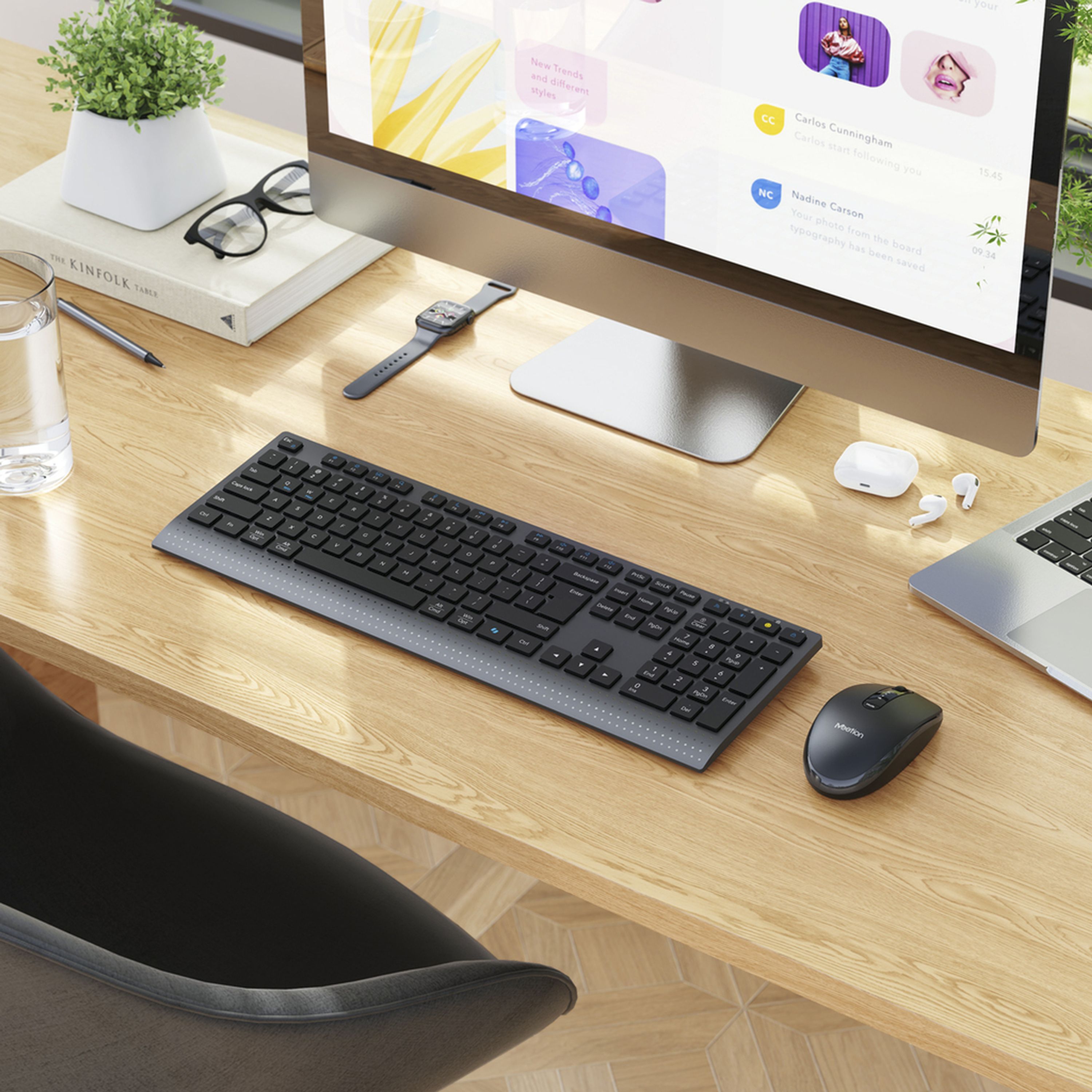 MEETION Wireless Keyboard  Mouse combo Rechargeable 2.4GHz & Bluetooth